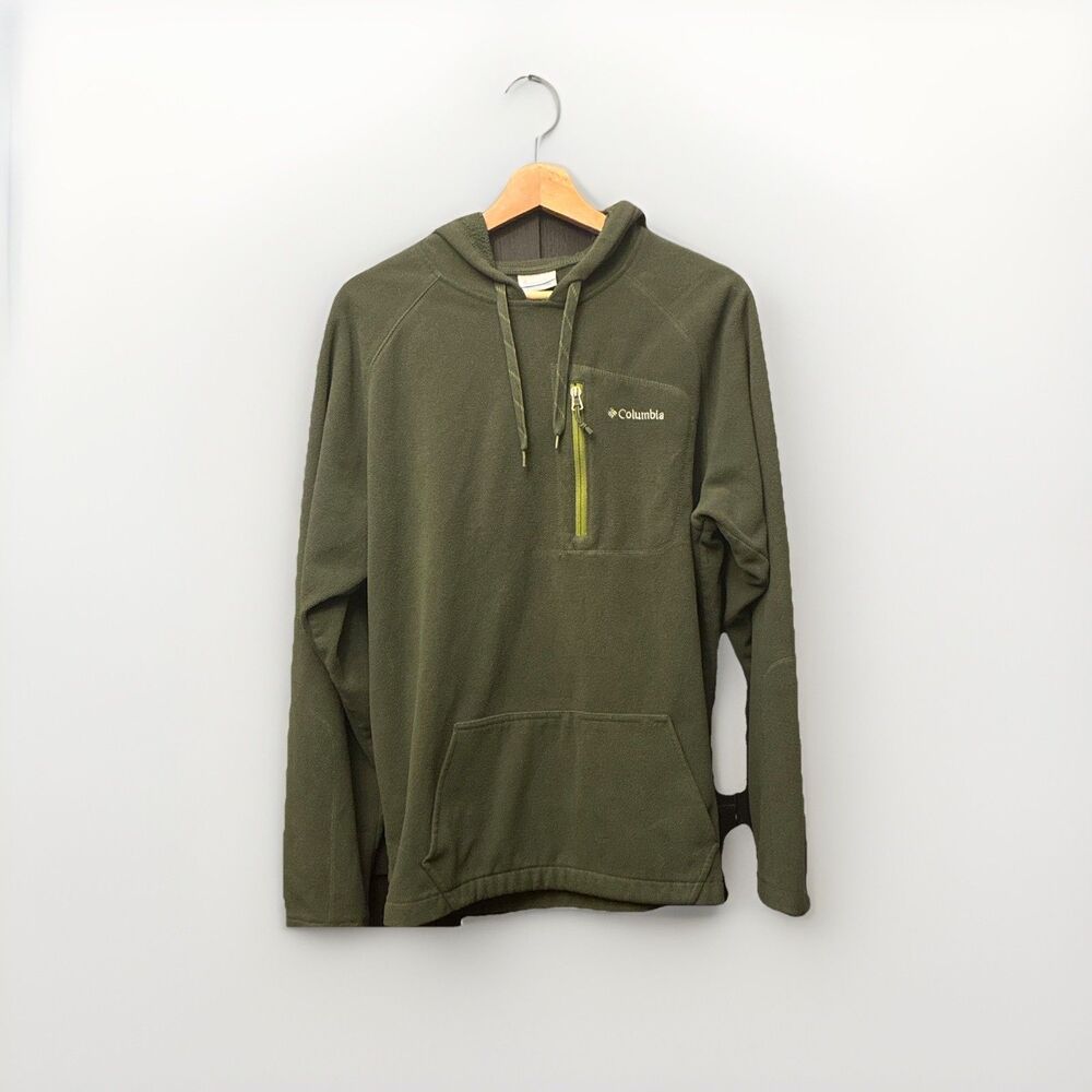 Columbia Men’s Fleece Hoodie with Zipped Pocket Green Size Large